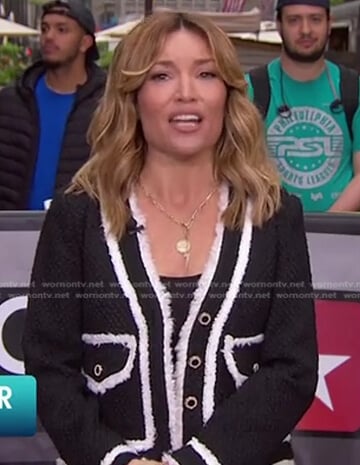 Kit's black contrast trim jacket on Access Hollywood
