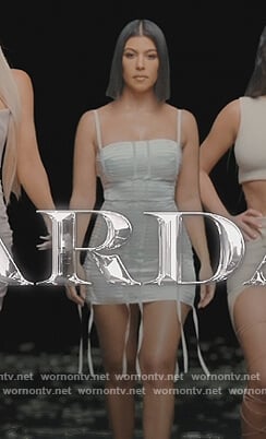 Kourtney's white satin ribbon dress on The Kardashians