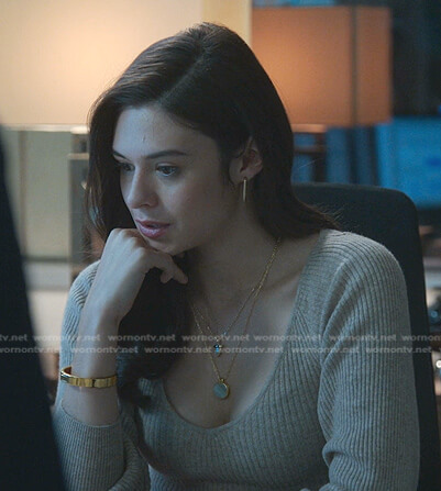 Liza's ribbed scoop neck sweater on Good Trouble