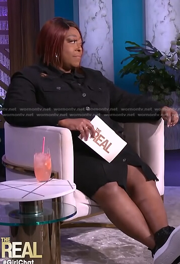 Loni's black distressed denim shirtdress on The Real