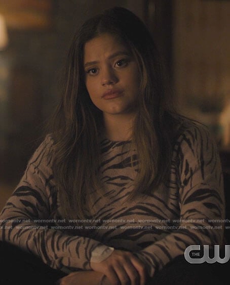 Maggie's zebra stripe sweater on Charmed