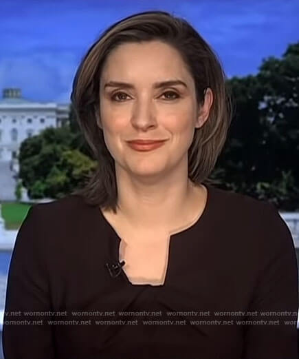 Margaret Brennan's twist neck top on CBS Mornings