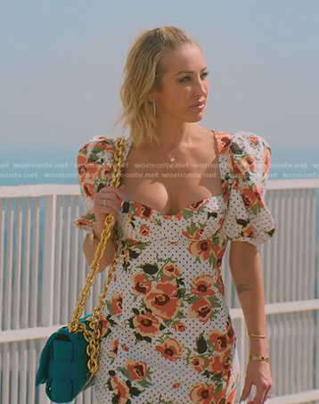 Mary's white floral polka dot dress on Selling Sunset