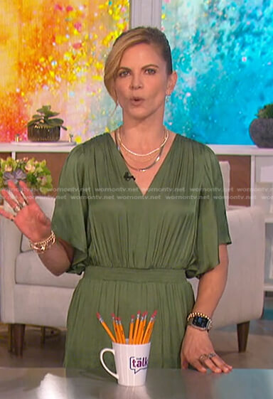 Natalie's green v-neck jumpsuit on The Talk