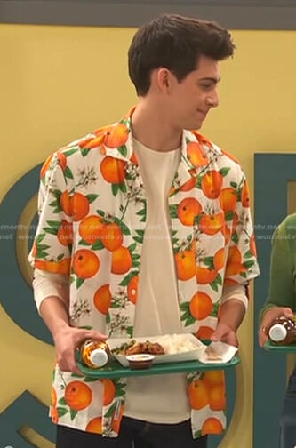 Neil's orange print shirt on Ravens Home