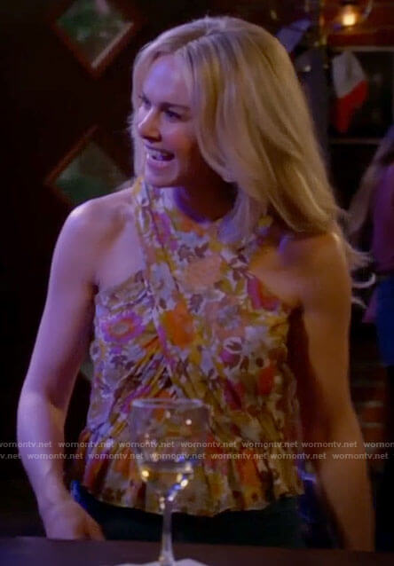 Nicole's floral cross neck top on Call Me Kat