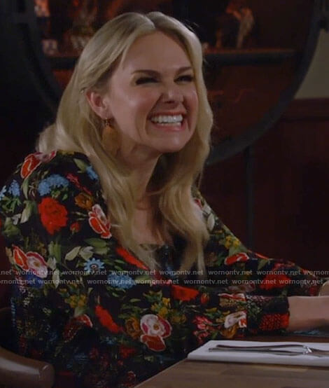 Nicole's floral smocked blouse on Call Me Kat