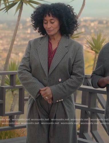 Rainbow's gray pinstripe cropped blazer on Black-ish