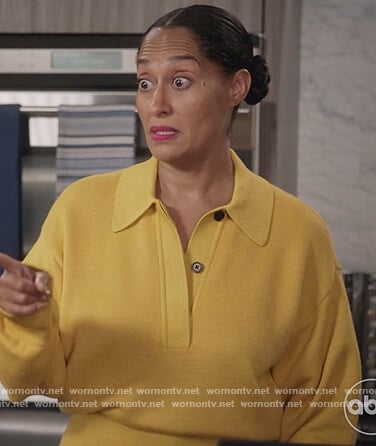 Rainbow's yellow polo sweater on Black-ish