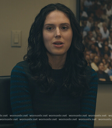 Rian's striped colorblock sweater on Billions