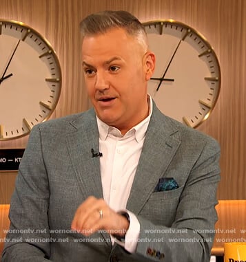 Ross Mathew's green heringbone blazer on The Drew Barrymore Show