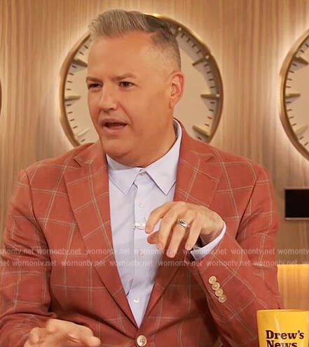 Ross's orange checked blazer on The Drew Barrymore Show