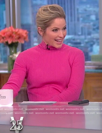 Sara's pink textured midi dress on The View