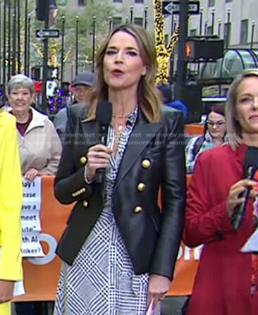 Savannah's black double breasted leather blazer on Today