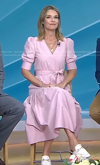 Savannah's pink v-neck poplin dress on Today