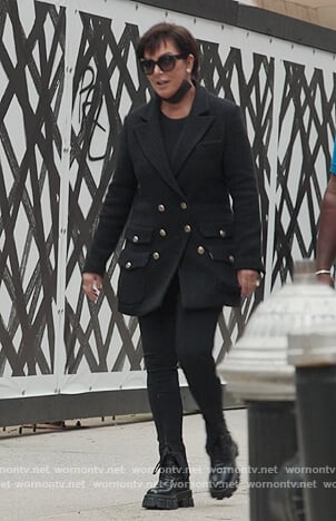 Kris's black utility boots on The Kardashians