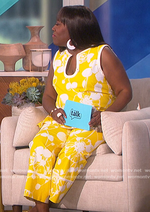 Sheryl's yellow floral print top and pants on The Talk