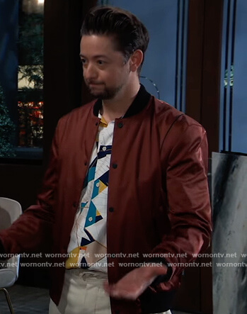 Spinelli's satin bomber jacket on General Hospital