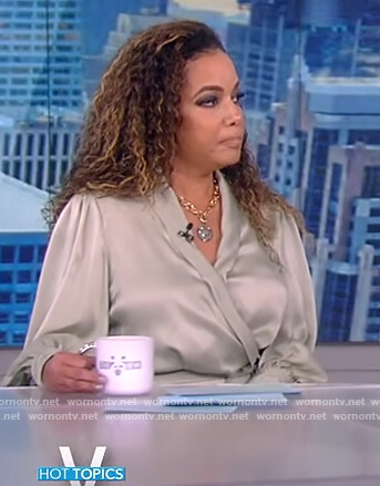 Sunny's green satin wrap dress on The View