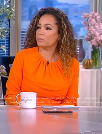 Sunny's orange gathered midi dress on The View