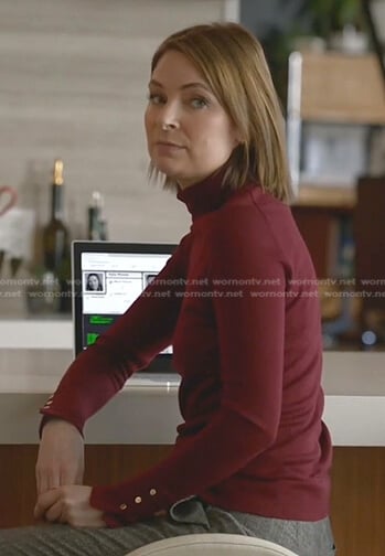 Taylor's red turtleneck sweater on Bull