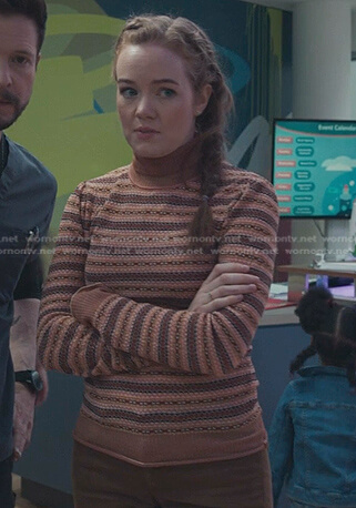 Gigi's teacher's orange striped turtleneck sweater on The Resident