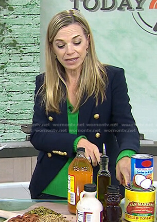 Trish Magwood's navy double breasted blazer on Today