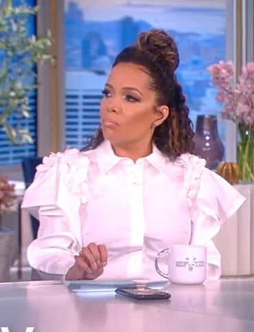 Sunny's white ruffle blouse on The View