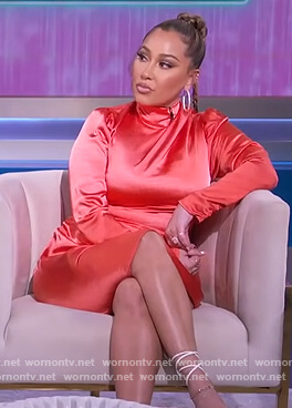Adrienne's pink satin mini dress on The Real