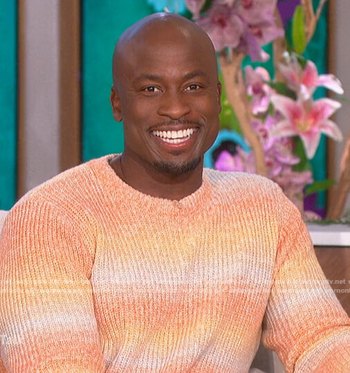 Akbar's orange ombre knit sweater on The Talk