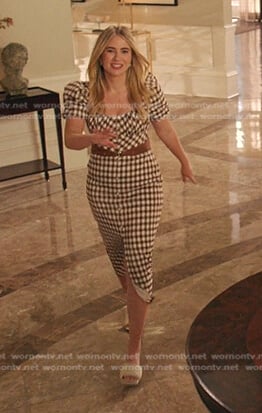 Amanda's brown gingham check dress on Dynasty
