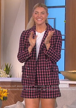 Amanda's pink check tweed blazer on The Talk