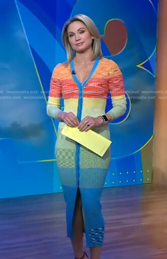 Amy's rainbow ribbed dress on Good Morning America