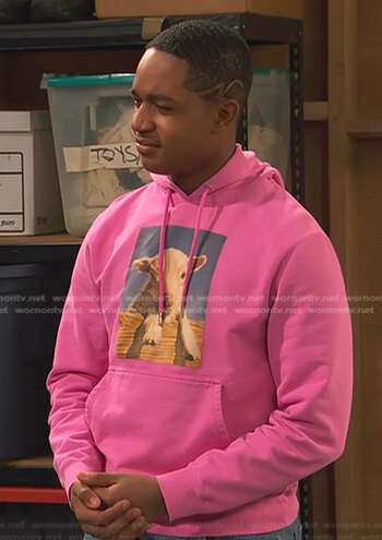 Booker's pink goat hoodie on Ravens Home