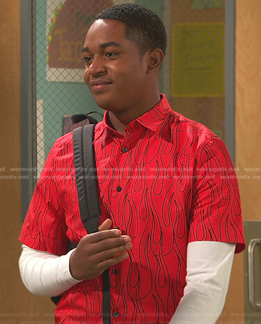 Booker's red flame print shirt on Ravens Home