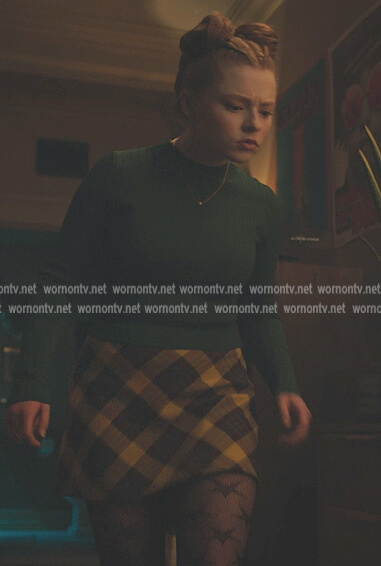 Britta's yellow plaid mini skirt on Riverdale