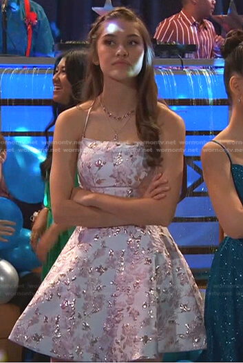 Cami's white floral flare mini dress on Ravens Home