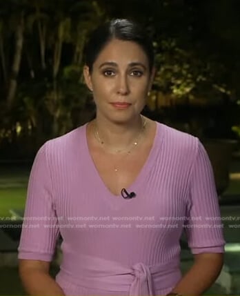 Cecilia purple tie waist pleated dress on Good Morning America