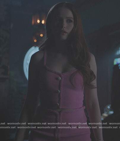 Cheryl's pink braid trim top and skirt on Riverdale