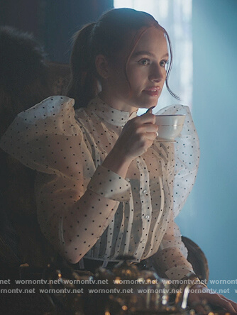 Cheryl's white polka dot tulle top on Riverdale