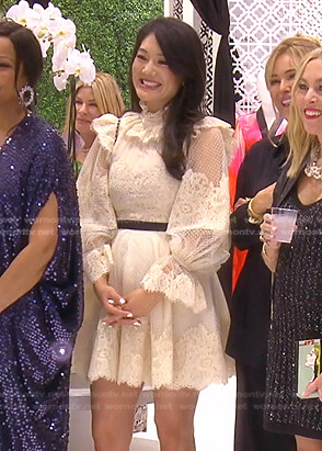 Crystal's white ruffled lace dress on The Real Housewives of Beverly Hills