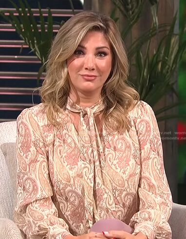 Daisy Fuentes's paisley tie neck blouse on E! News Daily Pop
