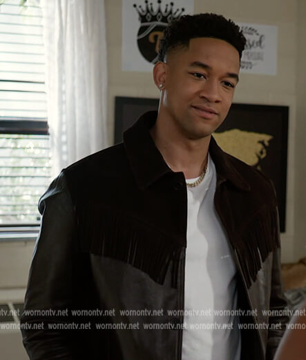 Damon's black fringe jacket on All American Homecoming