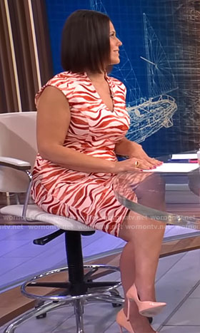 Dana Jacobson's orange wavy stripe dress on CBS Mornings