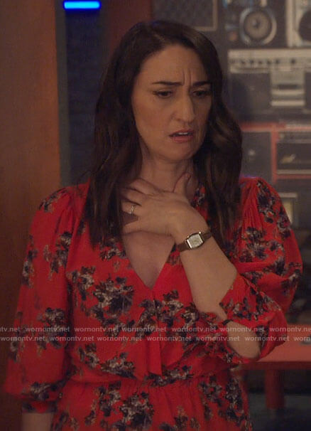 Dawn's red floral blouse on Girls5eva