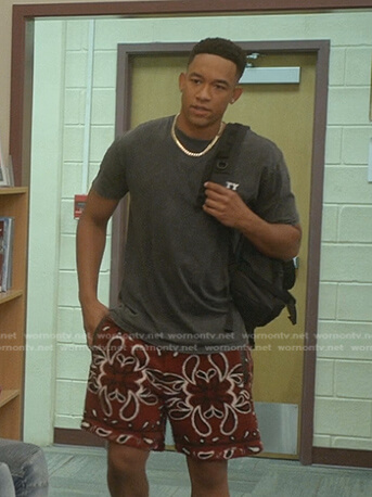 Damon's brown paisley shorts on All American Homecoming