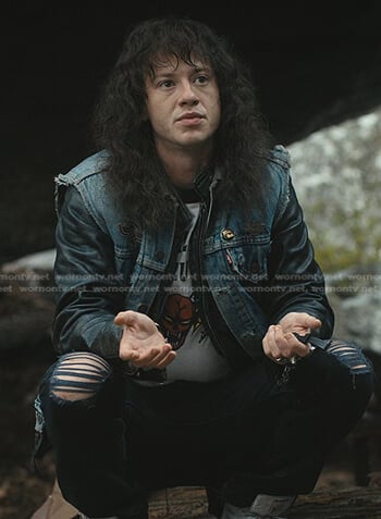 Eddie Munson’s Dio The Last In Line denim jacket on Stranger Things
