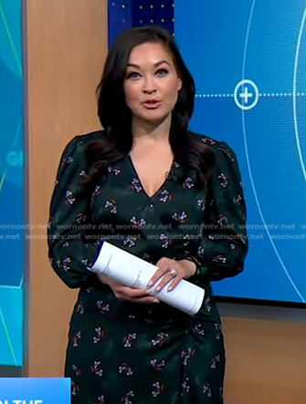 Eva's green floral wrap dress on Good Morning America