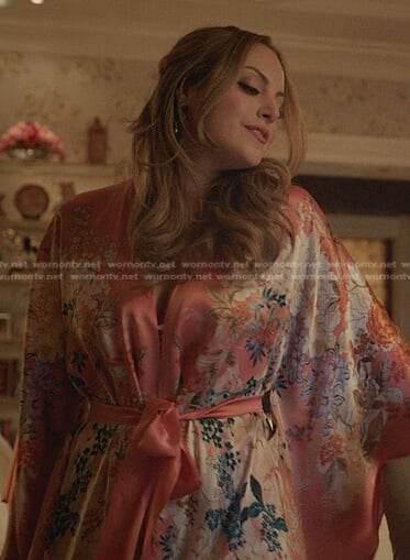 Fallon's pink floral robe on Dynasty