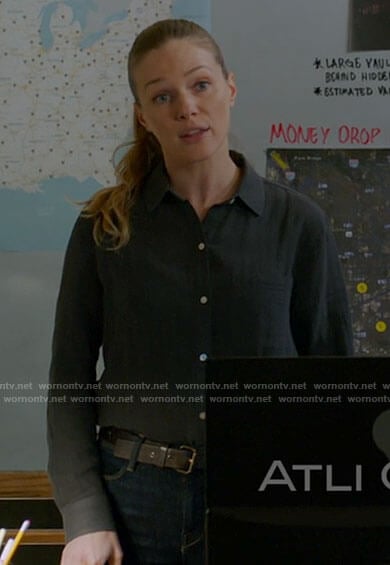 Hailey's black button down shirt on Chicago PD